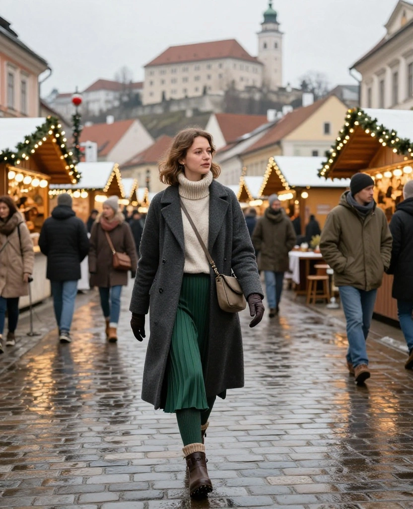 What to Wear in Ljubljana in December: 15 Cozy Winter Outfit Ideas You’ll Want to Copy! 27 What to Wear in Ljubljana in December What to Wear in Ljubljana in December: 15 Cozy Winter Outfit Ideas You’ll Want to Copy! - 5. A Pleated Skirt with Fleece-Lined Tights 1