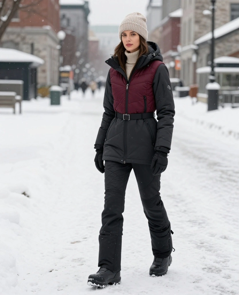 What to Wear in Montréal in December: 15 Warm Winter Outfits That Look Chic, Not Bulky! 43 What to Wear in Montréal in December What to Wear in Montréal in December: 15 Warm Winter Outfits That Look Chic, Not Bulky! - 11. The Streamlined Snow Pant Look for a Very Cold Day 1