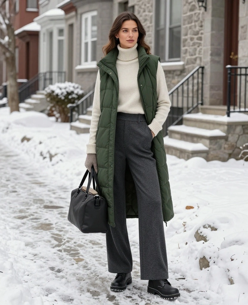 What to Wear in Montréal in December: 15 Warm Winter Outfits That Look Chic, Not Bulky! 16 What to Wear in Montréal in December What to Wear in Montréal in December: 15 Warm Winter Outfits That Look Chic, Not Bulky! - 6. Wide-Leg Trousers With a Fitted Base Layer 1
