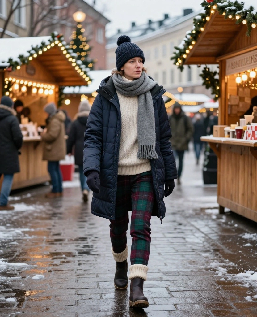What to Wear in Oslo in December for Christmas Markets: 12 Festive Outfits That Beat the Chill 26 what to wear in Oslo in December What to Wear in Oslo in December for Christmas Markets: 12 Festive Outfits That Beat the Chill - 6. The Plaid Trousers and Puffer Vest Layering Trick 1