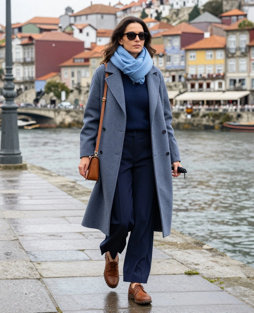 What to Wear in Porto in December: 15 Chic Winter Outfits You’ll Wish You Packed! 81 What to Wear in Porto in December What to Wear in Porto in December: 15 Chic Winter Outfits You’ll Wish You Packed! - 13. The Soft Monochrome Navy Outfit by the Douro 1