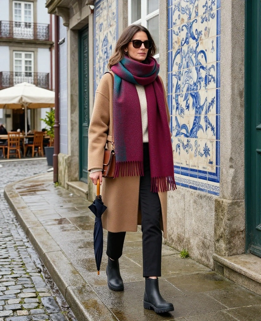 What to Wear in Porto in December: 15 Chic Winter Outfits You’ll Wish You Packed! 86 What to Wear in Porto in December What to Wear in Porto in December: 15 Chic Winter Outfits You’ll Wish You Packed! - 14. A Colorful Scarf as the Main Statement Piece 1