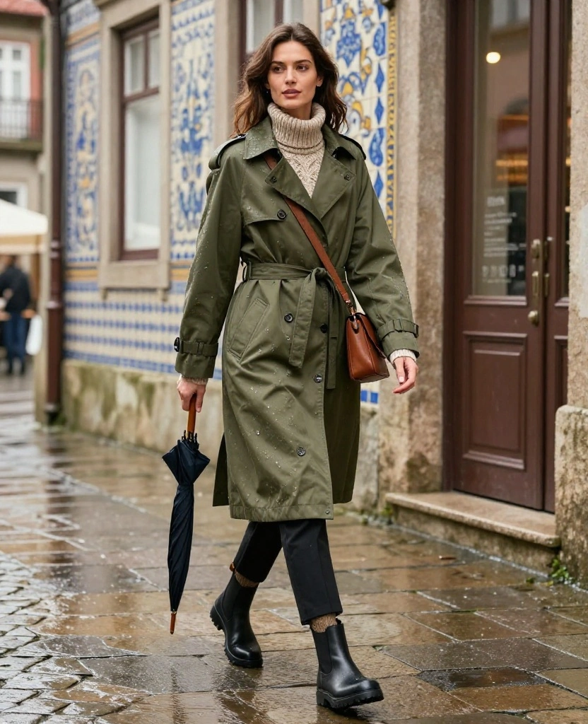 What to Wear in Porto in December: 15 Chic Winter Outfits You’ll Wish You Packed! 8 What to Wear in Porto in December What to Wear in Porto in December: 15 Chic Winter Outfits You’ll Wish You Packed! - 2. A Water-Resistant Trench with a Chunky Knit 1