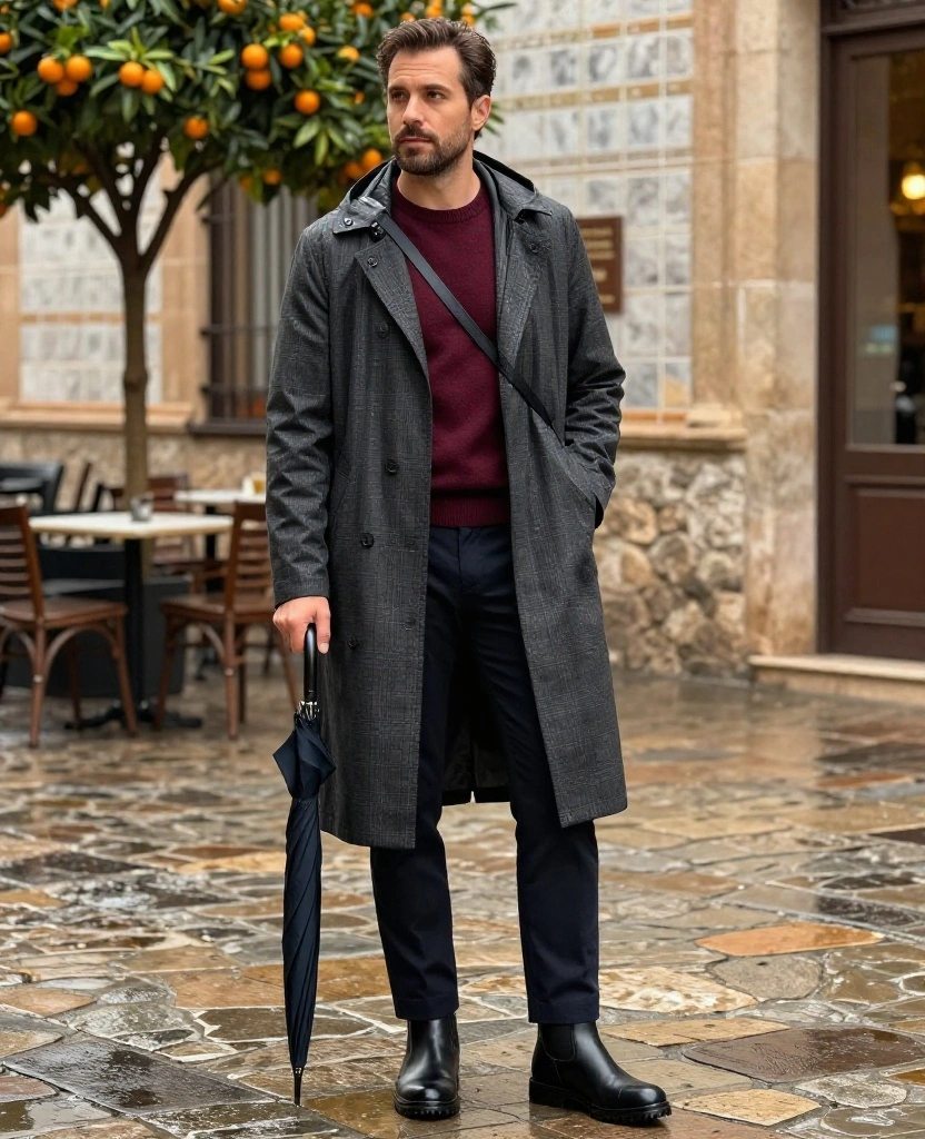 What to Wear in Seville in December: 12 Rain-Proof Outfit Ideas That Keep You Stylish and Comfortable 58 what to wear in Seville in December What to Wear in Seville in December: 12 Rain-Proof Outfit Ideas That Keep You Stylish and Comfortable - 10. The Smart Café Outfit: Blazer, Raincoat, and Practical Shoes 1