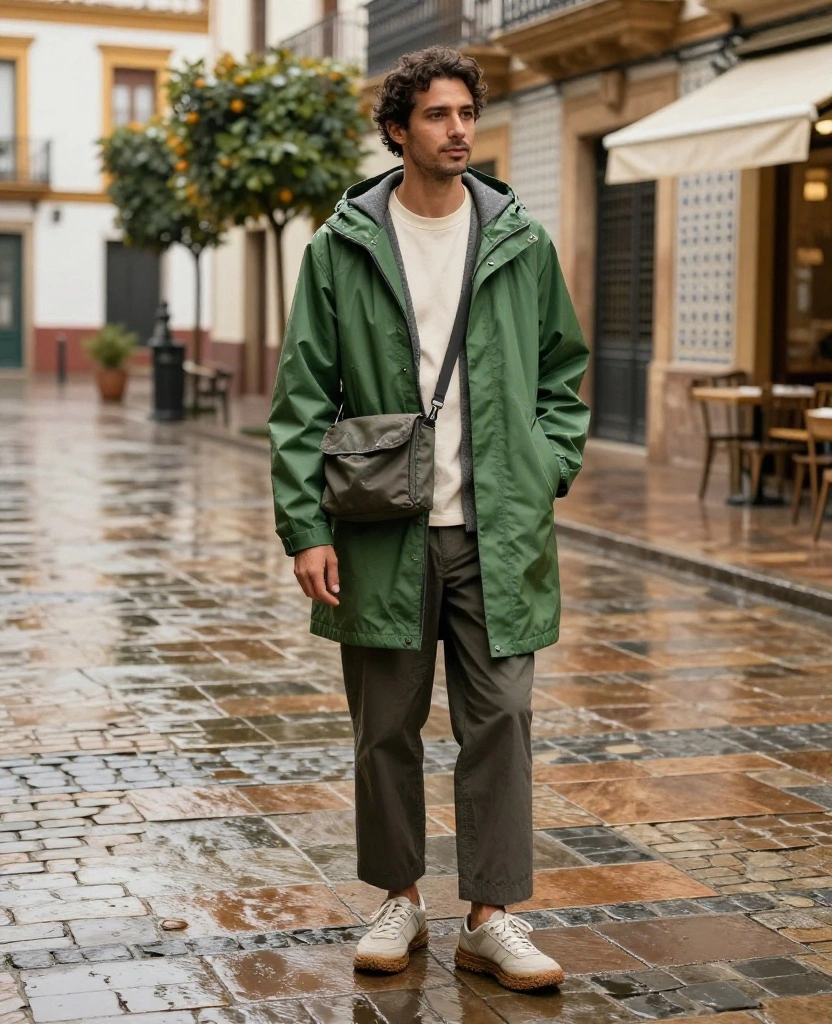 What to Wear in Seville in December: 12 Rain-Proof Outfit Ideas That Keep You Stylish and Comfortable 8 what to wear in Seville in December What to Wear in Seville in December: 12 Rain-Proof Outfit Ideas That Keep You Stylish and Comfortable - 2. A Packable Rain Jacket with Wide-Leg Trousers 1