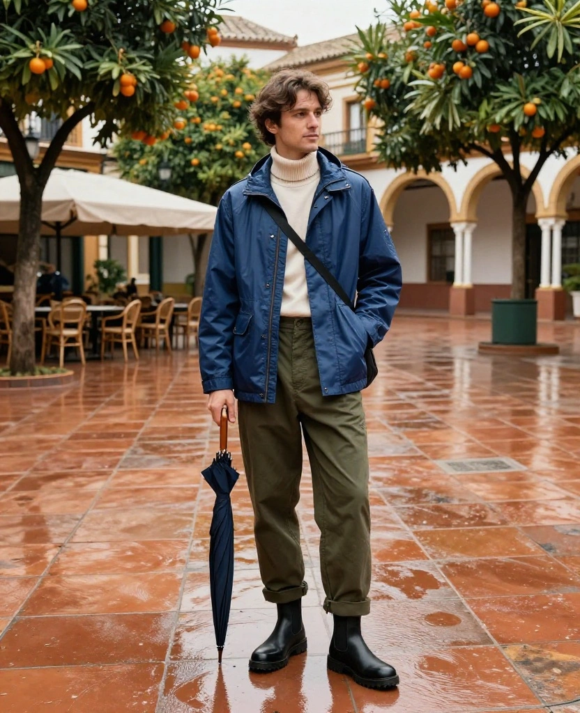 What to Wear in Seville in December: 12 Rain-Proof Outfit Ideas That Keep You Stylish and Comfortable 53 what to wear in Seville in December What to Wear in Seville in December: 12 Rain-Proof Outfit Ideas That Keep You Stylish and Comfortable - 9. A Layered Jumpsuit with a Cropped Waterproof Jacket 1