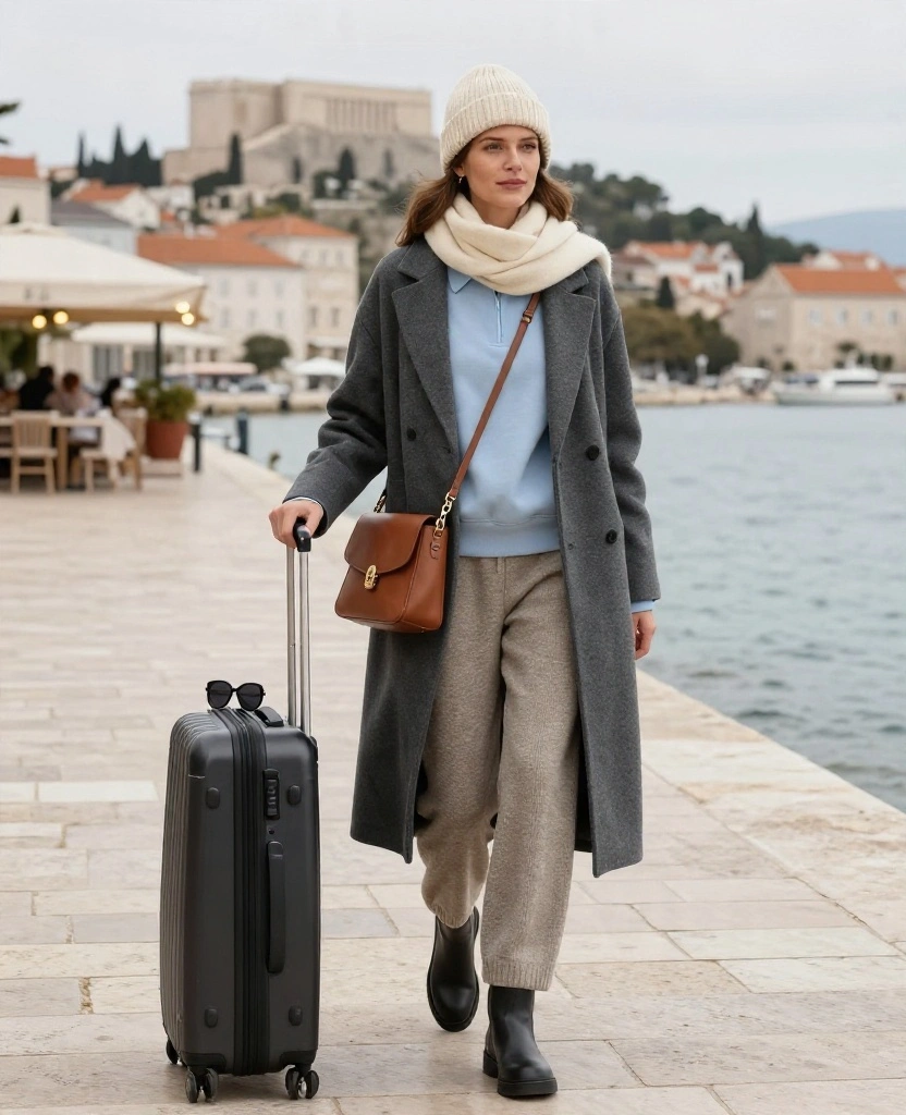 What to Wear in Split in December: 15 Chic Outfit Ideas You’ll Wish You Packed! 80 What to Wear in Split in December What to Wear in Split in December: 15 Chic Outfit Ideas You’ll Wish You Packed! - 12. The Soft Travel Set Styled With a Tailored Coat 1