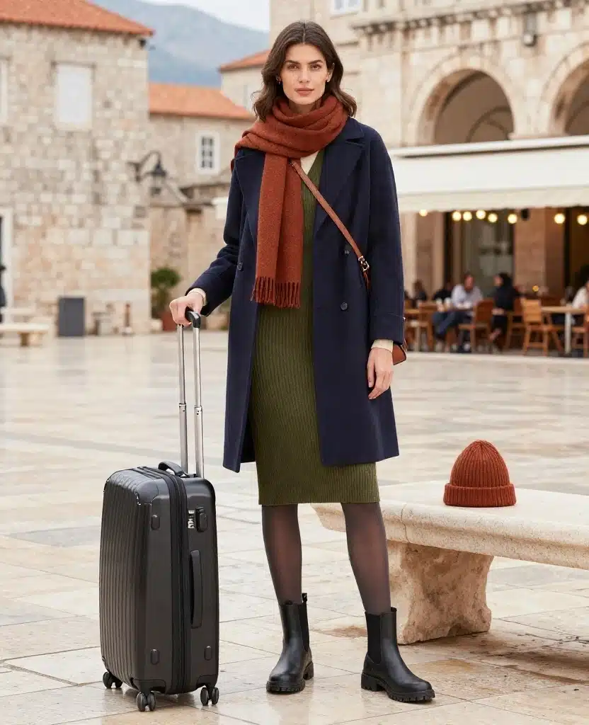 What to Wear in Split in December: 15 Chic Outfit Ideas You’ll Wish You Packed! 15 What to Wear in Split in December What to Wear in Split in December: 15 Chic Outfit Ideas You’ll Wish You Packed! - 3. The Knit Midi Dress With Opaque Tights 1