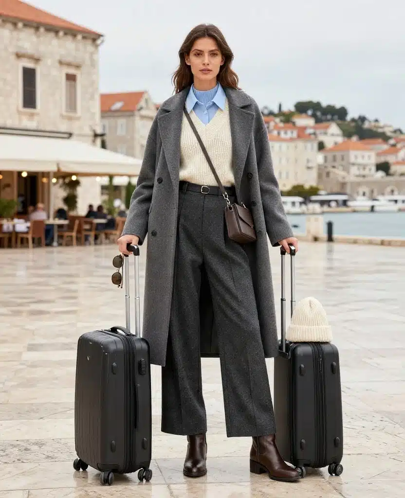 What to Wear in Split in December: 15 Chic Outfit Ideas You’ll Wish You Packed! 29 What to Wear in Split in December What to Wear in Split in December: 15 Chic Outfit Ideas You’ll Wish You Packed! - 5. Wide-Leg Trousers With a Fine-Knit Sweater Vest 1