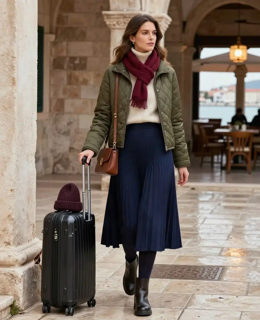 What to Wear in Split in December: 15 Chic Outfit Ideas You’ll Wish You Packed! 36 What to Wear in Split in December What to Wear in Split in December: 15 Chic Outfit Ideas You’ll Wish You Packed! - 6. The Pleated Skirt, Opaque Tights, and Weatherproof Boots 1