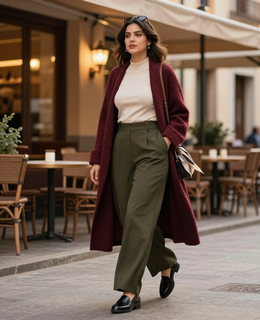 What to Wear in Valencia in December: 15 Chic Outfit Ideas You’ll Want to Copy! 83 What to Wear in Valencia in December What to Wear in Valencia in December: 15 Chic Outfit Ideas You’ll Want to Copy! - 13. The Polished Trousers and Cardigan Look for Tapas 1