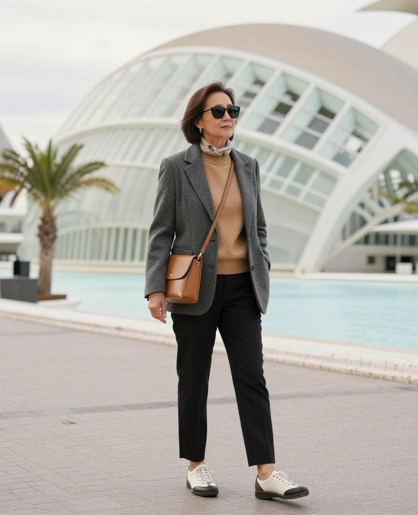 What to Wear in Valencia in December: 15 Chic Outfit Ideas You’ll Want to Copy! 13 What to Wear in Valencia in December What to Wear in Valencia in December: 15 Chic Outfit Ideas You’ll Want to Copy! - 3. The Blazer and Mock-Neck City Look 1