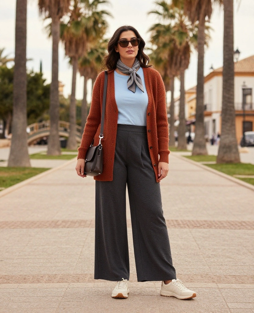 What to Wear in Valencia in December: 15 Chic Outfit Ideas You’ll Want to Copy! 32 What to Wear in Valencia in December What to Wear in Valencia in December: 15 Chic Outfit Ideas You’ll Want to Copy! - 6. Wide-Leg Trousers and a Soft Cardigan 1