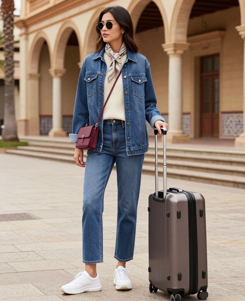What to Wear in Valencia in December: 15 Chic Outfit Ideas You’ll Want to Copy! 48 What to Wear in Valencia in December What to Wear in Valencia in December: 15 Chic Outfit Ideas You’ll Want to Copy! - 8. The Relaxed Denim-on-Denim Travel Uniform 1