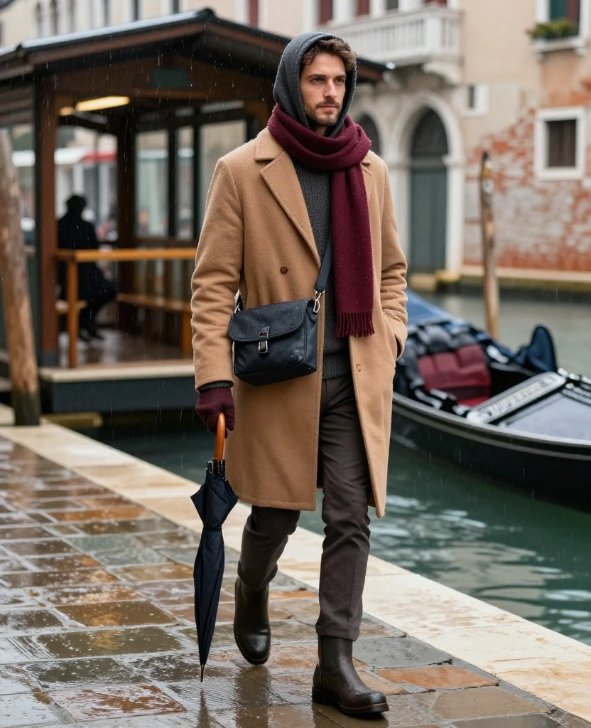 What to Wear in Venice Winter: 13 Layering Tricks That Keep You Cozy Without the Bulky Look 62 What to Wear in Venice in December What to Wear in Venice Winter: 13 Layering Tricks That Keep You Cozy Without the Bulky Look - 10. Add a Packable Rain Layer Over the Coat 1