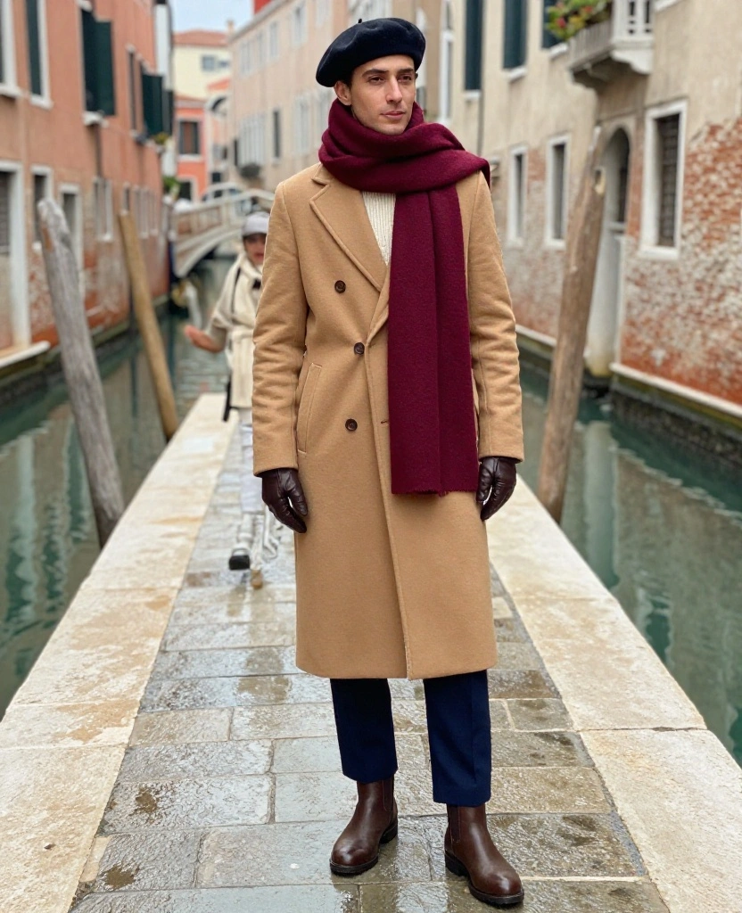 What to Wear in Venice Winter: 13 Layering Tricks That Keep You Cozy Without the Bulky Look 29 What to Wear in Venice in December What to Wear in Venice Winter: 13 Layering Tricks That Keep You Cozy Without the Bulky Look - 5. Let One Long Scarf Do the Warmth and Style Work 1