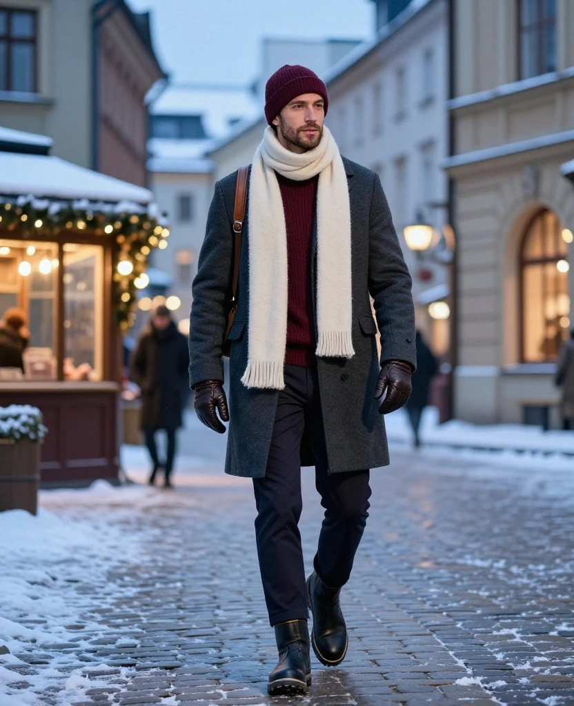 What to Wear in Warsaw in December for Men: 14 Sharp Winter Looks That Handle Freezing Temperatures 88 What to wear in Warsaw in December What to Wear in Warsaw in December for Men: 14 Sharp Winter Looks That Handle Freezing Temperatures - 14. The Burgundy Accent Look for Festive December Evenings 1