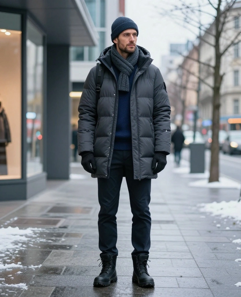 What to Wear in Warsaw in December for Men: 14 Sharp Winter Looks That Handle Freezing Temperatures 22 What to wear in Warsaw in December What to Wear in Warsaw in December for Men: 14 Sharp Winter Looks That Handle Freezing Temperatures - 4. The Puffer Jacket Made City-Ready 1