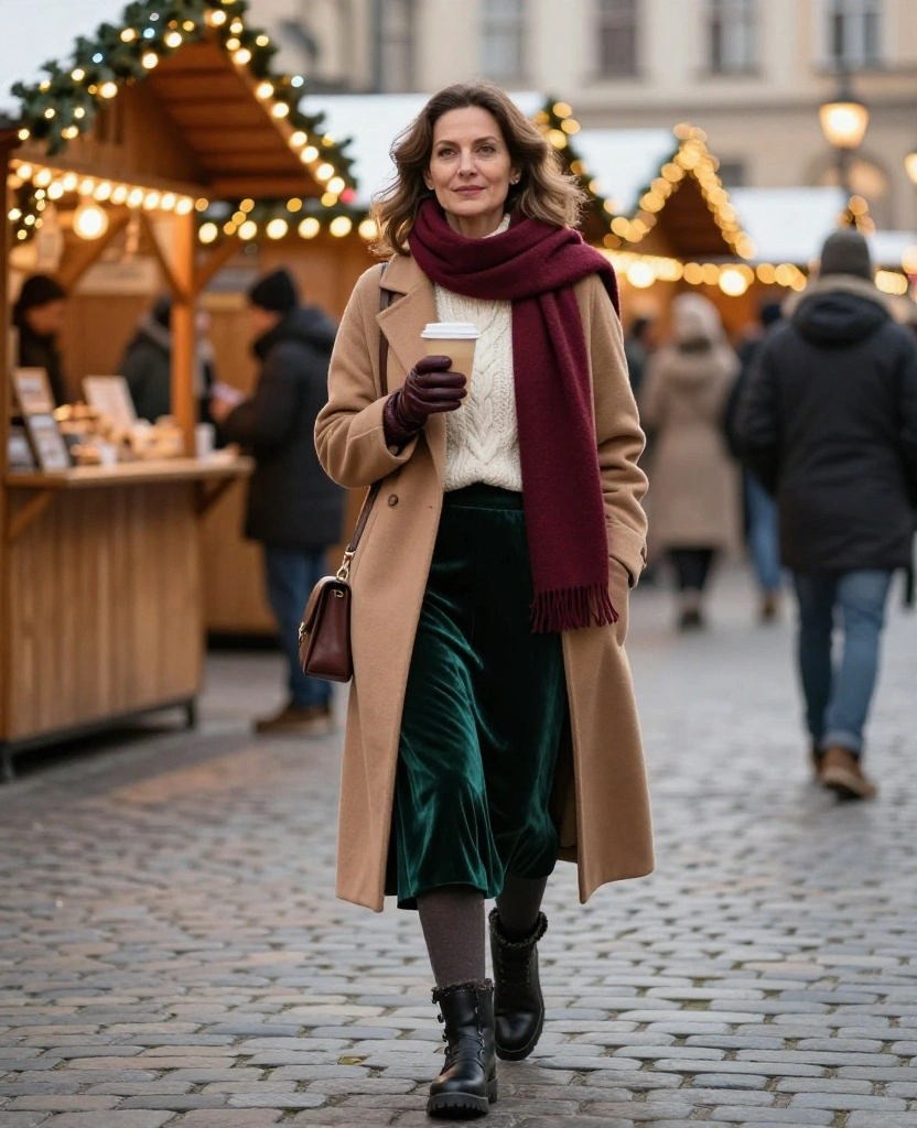 What to Wear to the Wrocław Christmas Market: 12 Festive Outfits That Beat the Chill! 72 What to Wear in Wrocław in December What to Wear to the Wrocław Christmas Market: 12 Festive Outfits That Beat the Chill! - 12. The Velvet-and-Wool Outfit for a Festive Evening 1