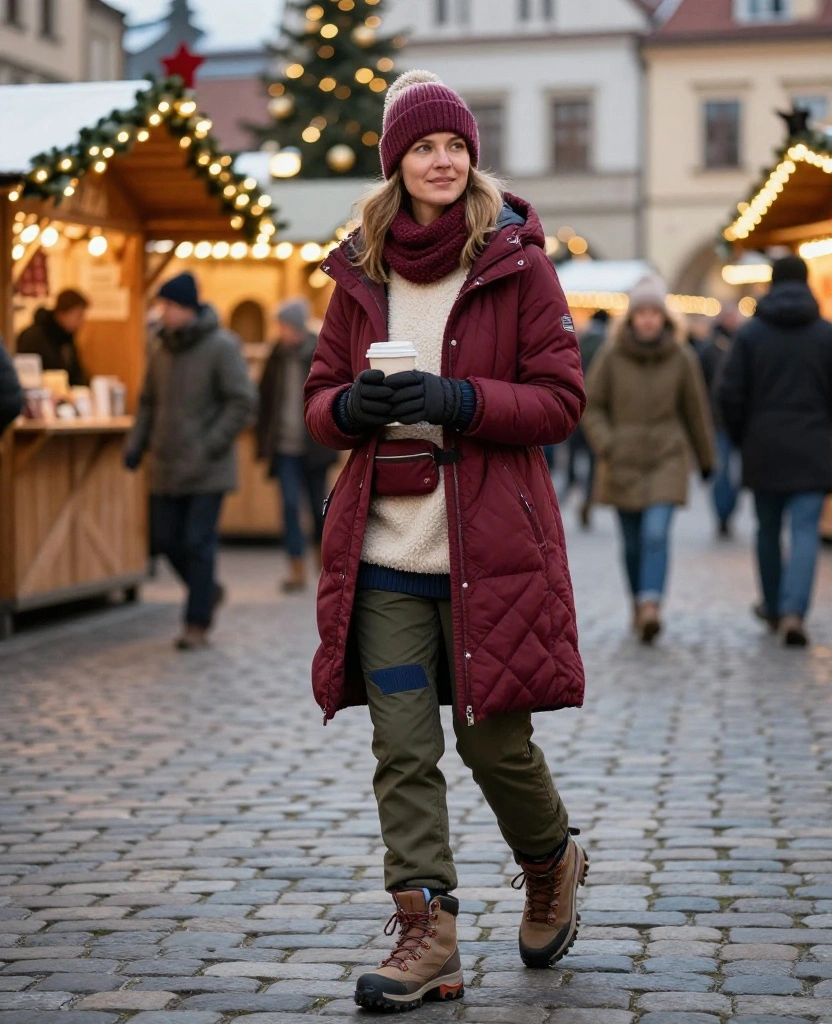 What to Wear to the Wrocław Christmas Market: 12 Festive Outfits That Beat the Chill! 50 What to Wear in Wrocław in December What to Wear to the Wrocław Christmas Market: 12 Festive Outfits That Beat the Chill! - 8. The Quilted Après-Ski Look for Serious Warmth 1